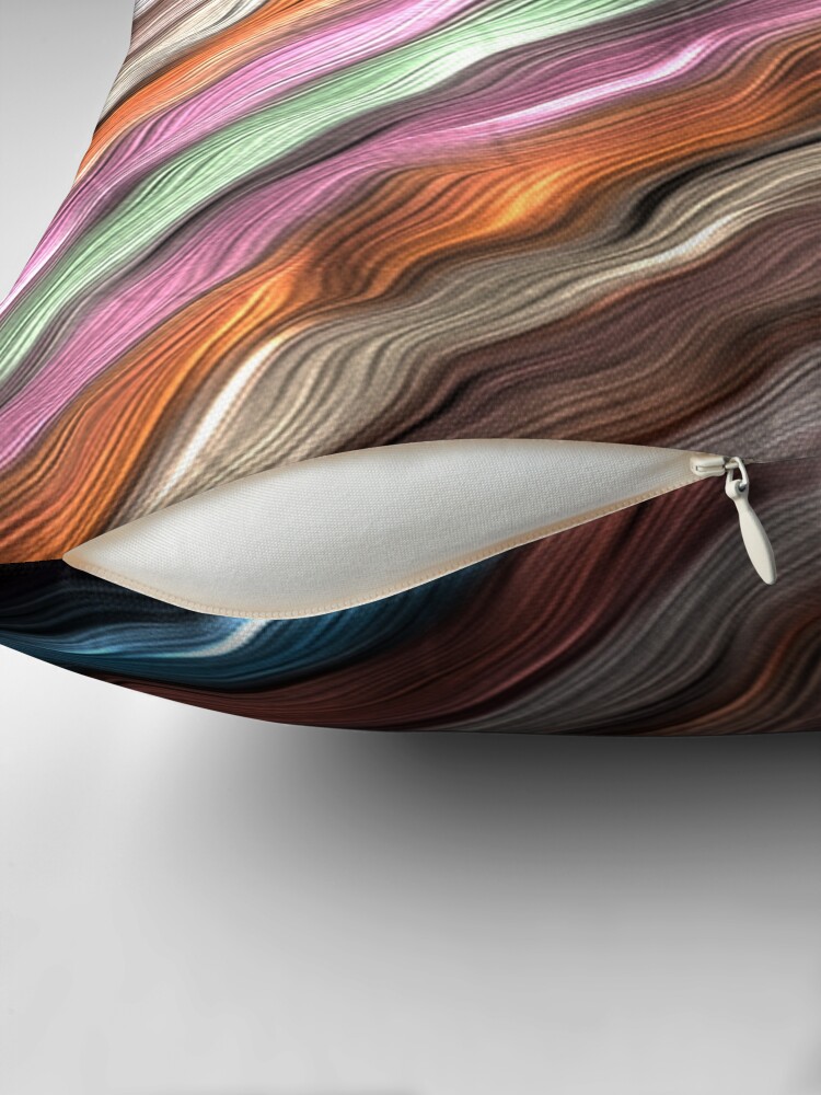 Thumbnail 2 of 4, Pillow, ICE CRAM PATTERN STRIPES WITH TEXTURED WAVES OF COLOR designed and sold by ozcushionstoo.