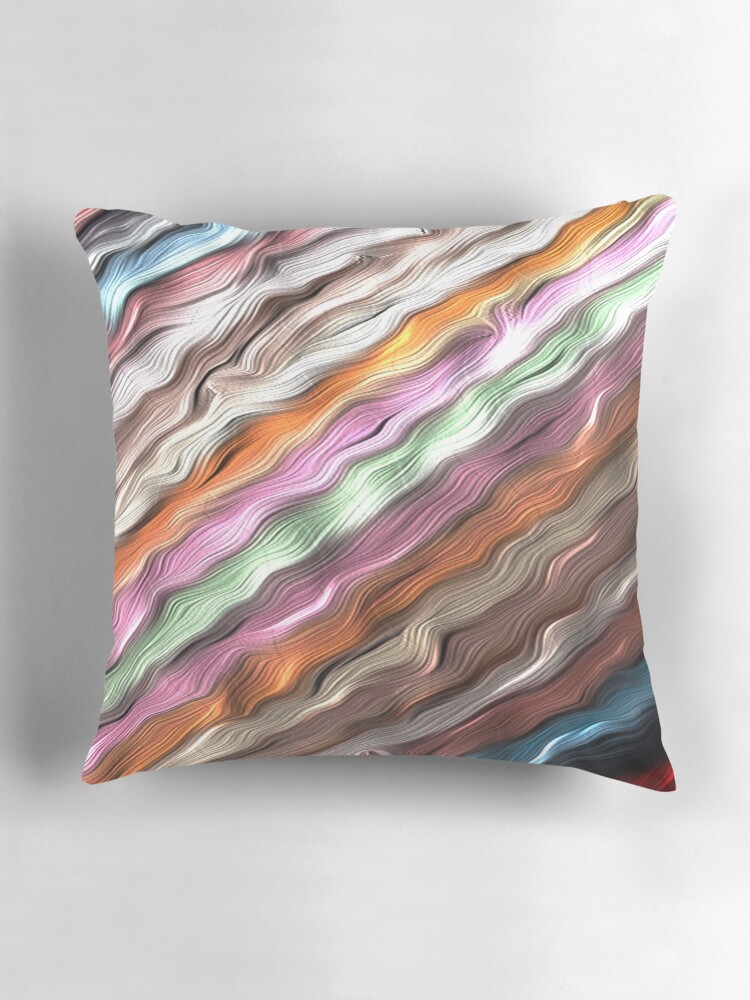 Thumbnail 3 of 4, Pillow, ICE CRAM PATTERN STRIPES WITH TEXTURED WAVES OF COLOR designed and sold by ozcushionstoo.
