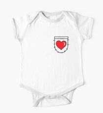 Heart Pocket/ Pouch Rustic Cartoon One Piece - Short Sleeve
