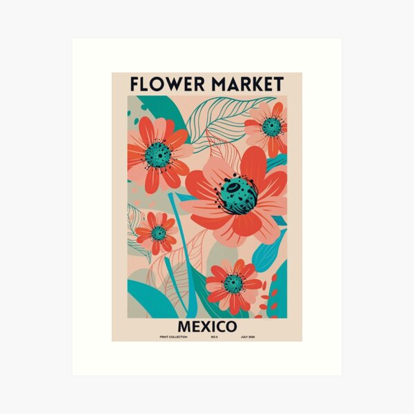 Flower Market Mexico Poster Art Print