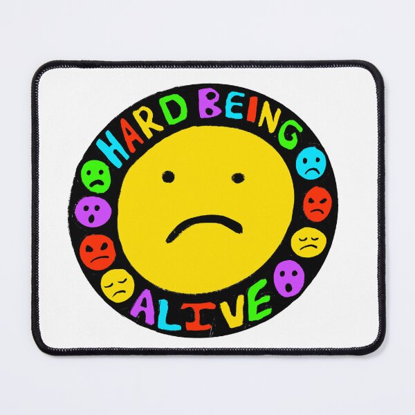 Item preview, HARD BEING ALIVE COOL STICKER MASK TOTE BUTTON FUNNY SAD designed and sold by Becky Wandel.