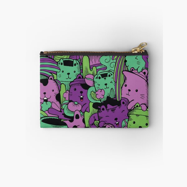 Item preview, Purple & Green Cat Doodle designed and sold by nabanacrafters.