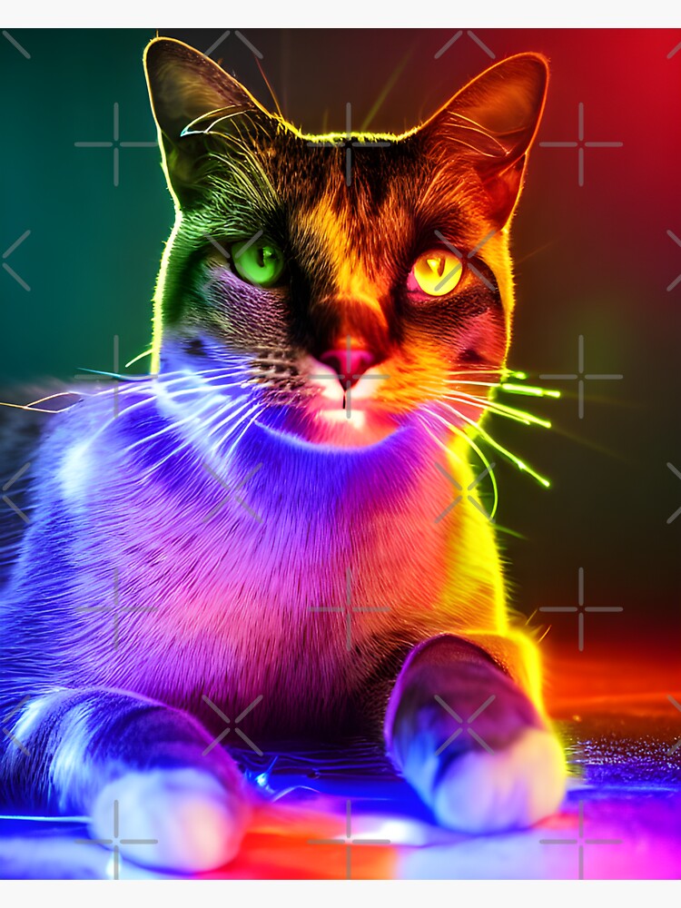 "Colorful Glowing Cat" Sticker for Sale by winterswinner Redbubble
