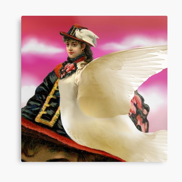 Hat Bird Digital Collage Metal Print