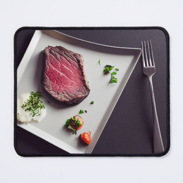 Item preview, Beautifully plated steak and, flat lay, food photography and illustration designed and sold by SvetlanaSF.