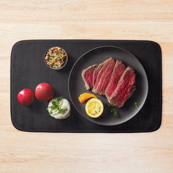 Item preview, Beautifully plated steak and, flat lay, food photography and illustration designed and sold by SvetlanaSF.