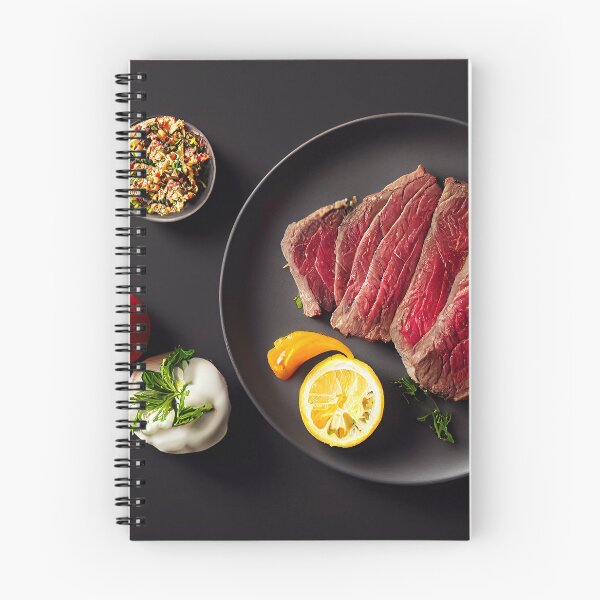 Item preview, Beautifully plated steak and, flat lay, food photography and illustration designed and sold by SvetlanaSF.
