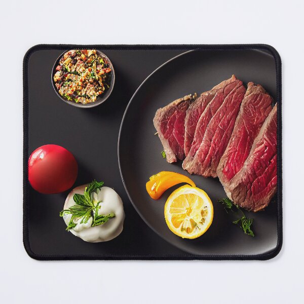 Item preview, Beautifully plated steak and, flat lay, food photography and illustration designed and sold by SvetlanaSF.