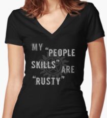Supernatural Castiel 'People Skills' T-Shirt Women's Fitted V-Neck T-Shirt