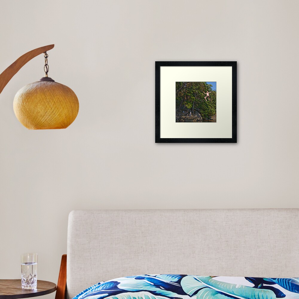 The Rope Swing, Campbell Bay Framed Art Print