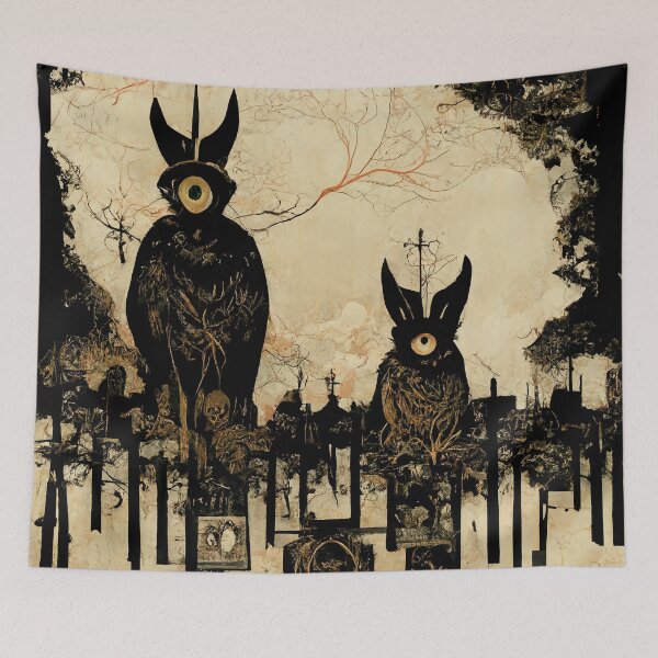 Item preview, Abstract Tombstones, Murdered Astral Owls in a Graveyard designed and sold by MysticAlgorithm.