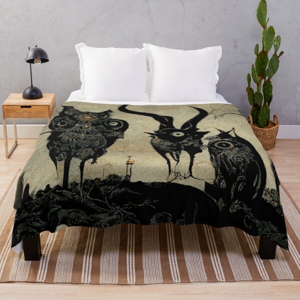 Item preview, Abstract Murdered Owls, Foggy Black and Grey Night landscape designed and sold by MysticAlgorithm.