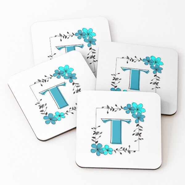 Item preview, Blue Monogram T with Blue Floral Frame designed and sold by Coffee Lifestyle.