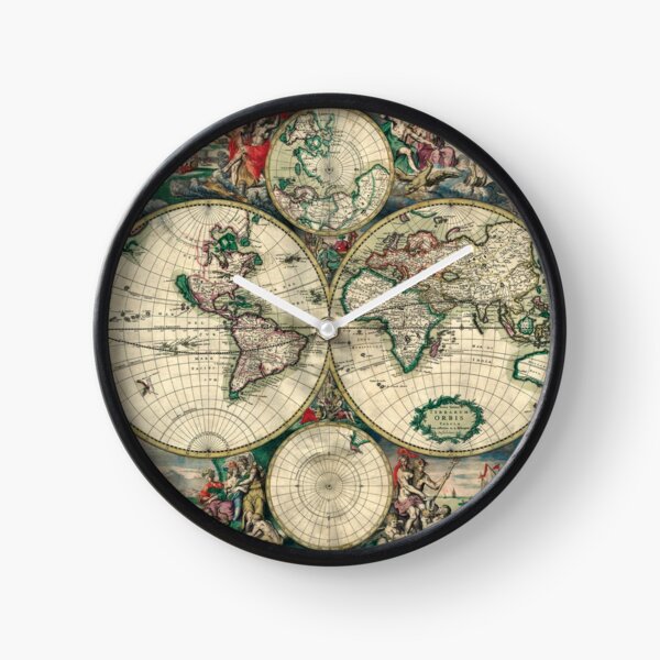 Vintage world map Clock