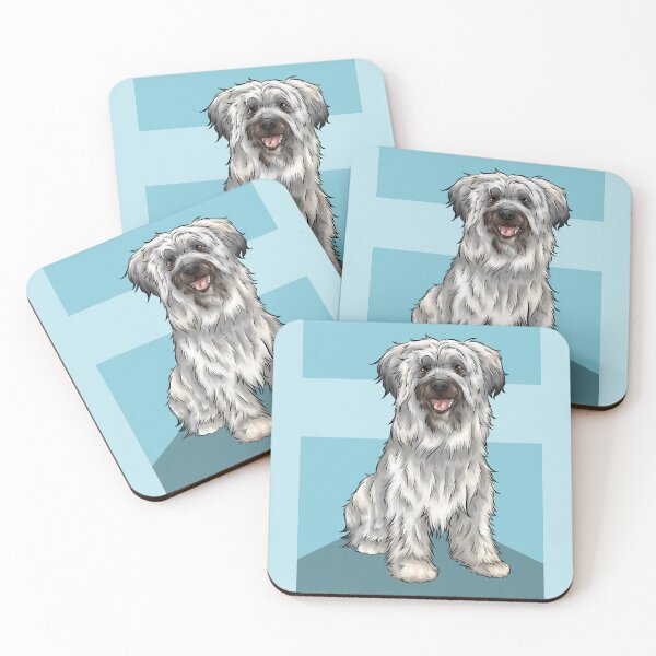 Item preview, Pyrenean Shepherd Dog | Blue Background | Cute Dog Art designed and sold by shirinsart.