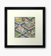 Isometric Cityscape. Isometric Buildings. Isometric Houses. Isometric City. Modern Houses. Isometric Cars. Framed Print