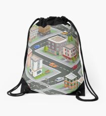 Isometric Cityscape. Isometric Buildings. Isometric Houses. Isometric City. Modern Houses. Isometric Cars. Drawstring Bag