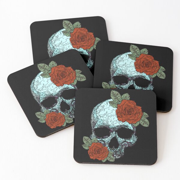 Item preview, Teal skull with roses. designed and sold by Francis Anderson.