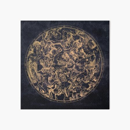 Vintage Constellations and Astrological Signs | Yellowed Ink and Cosmic Colour Art Board Print