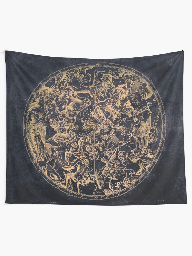 Alternate view of Vintage Constellations and Astrological Signs | Yellowed Ink and Cosmic Colour Tapestry