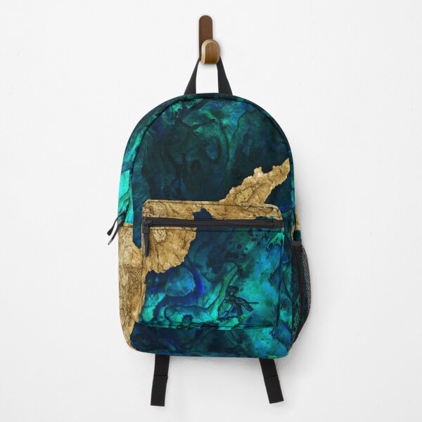 Item preview, Abalone Blue and Gold Cement Mixed media abstract designed and sold by k9printart.