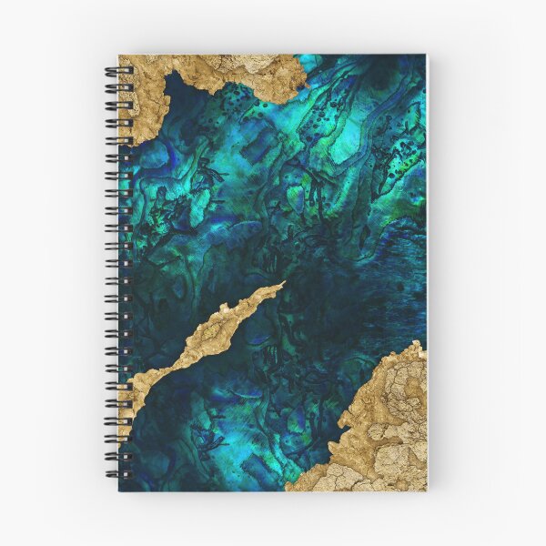 Item preview, Abalone Blue and Gold Cement Mixed media abstract designed and sold by k9printart.