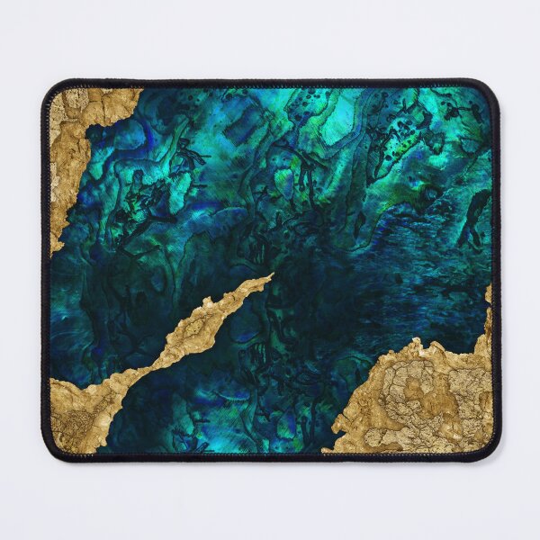 Item preview, Abalone Blue and Gold Cement Mixed media abstract designed and sold by k9printart.