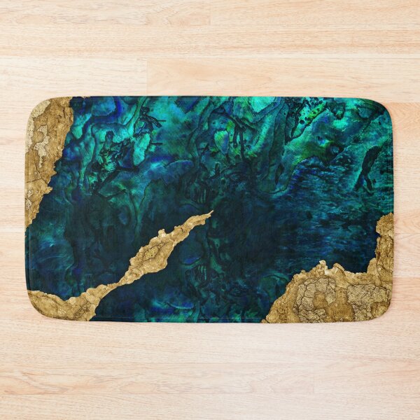 Item preview, Abalone Blue and Gold Cement Mixed media abstract designed and sold by k9printart.