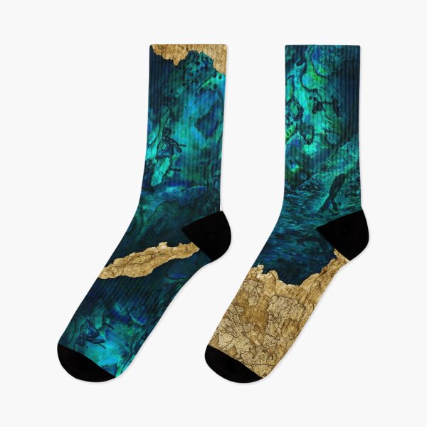 Item preview, Abalone Blue and Gold Cement Mixed media abstract designed and sold by k9printart.