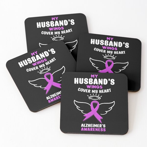 Item preview, My Husbands Wings Cover My Heart Ribbon Alzheimers Awareness Gift designed and sold by TMelonShop.