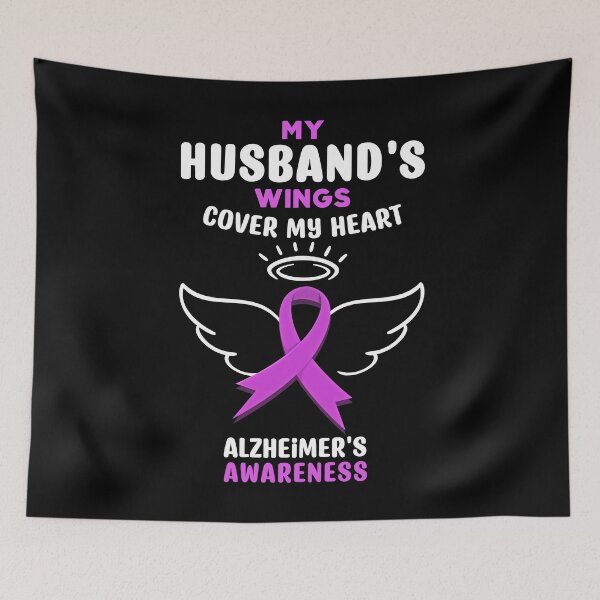 Item preview, My Husbands Wings Cover My Heart Ribbon Alzheimers Awareness Gift designed and sold by TMelonShop.