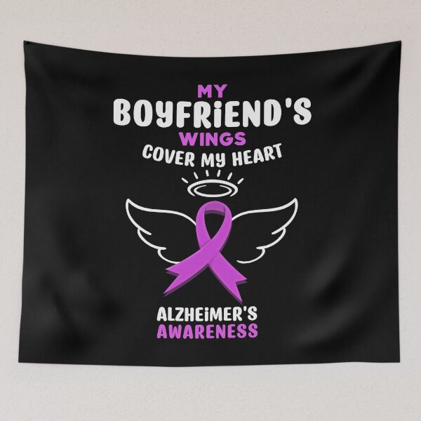 Item preview, My Boyfriends Wings Cover My Heart Alzheimers Awareness Walk Gift designed and sold by TMelonShop.