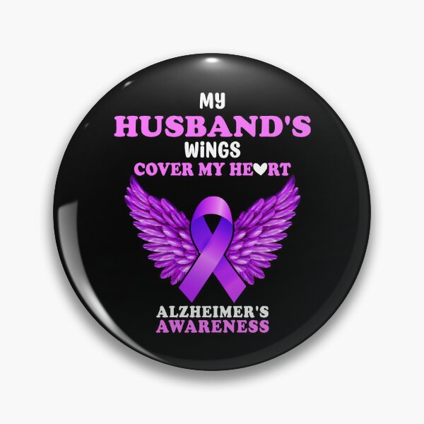 Item preview, My Husbands Wings Cover My Heart Alzheimers Awareness Purple Gift designed and sold by TMelonShop.