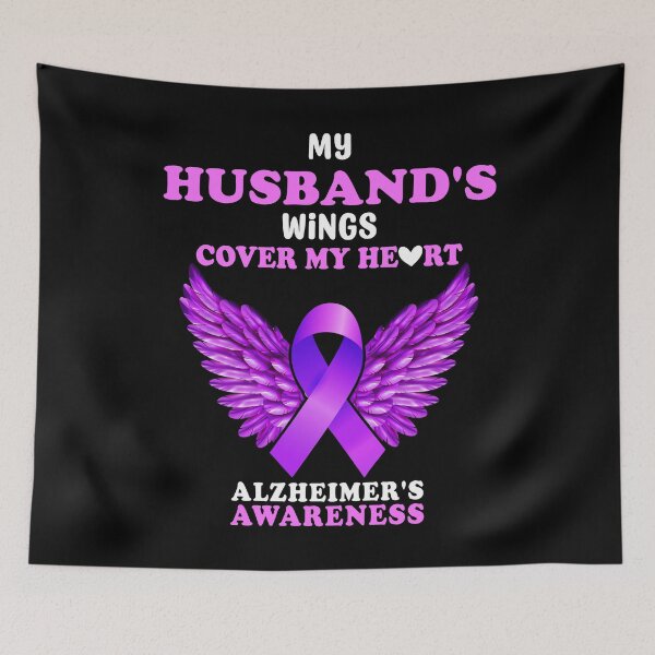 Item preview, My Husbands Wings Cover My Heart Alzheimers Awareness Purple Gift designed and sold by TMelonShop.