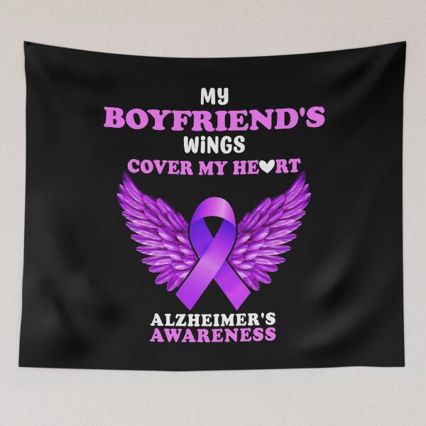 Item preview, My Boyfriends Wings Cover My Heart Alzheimers Awareness Walk Gift designed and sold by TMelonShop.