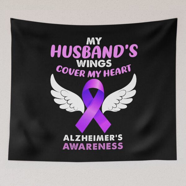 Item preview, My Husbands Wings Cover My Heart Alzheimers Awareness Memory Gift designed and sold by TMelonShop.