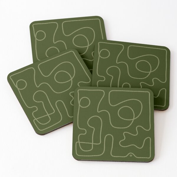 Item preview, Squiggle Tiles in Deep Forest Green (abstract doodle pattern) designed and sold by PaisleyMcNoodle.