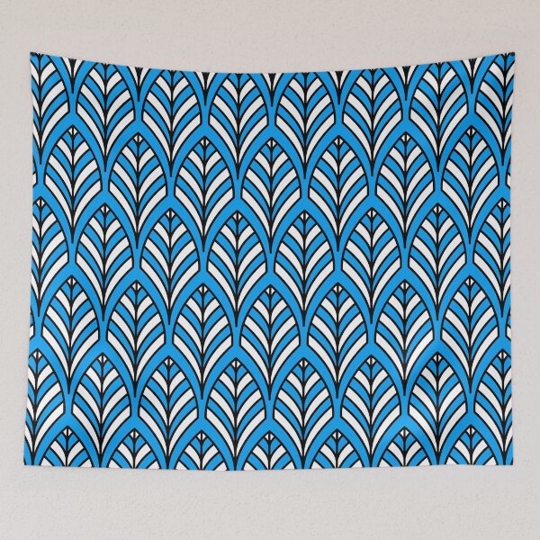 Item preview, Art Deco Pattern no 36 - Blue - BOHO Feather Pattern designed and sold by Millusti.