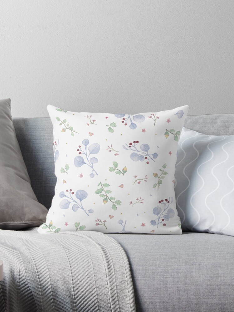 Thumbnail 1 of 4, Pillow, winter flowers designed and sold by Aquilicun.