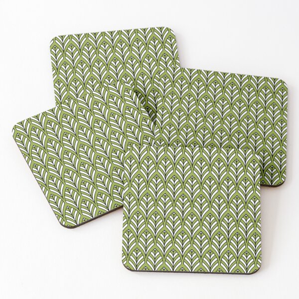 Item preview, Art Deco Pattern no 36 - Green - BOHO Feather Pattern designed and sold by Millusti.
