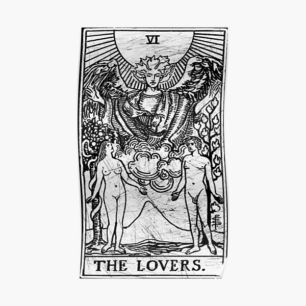 The Lovers Tarot Card - Major Arcana - fortune telling - occult Poster