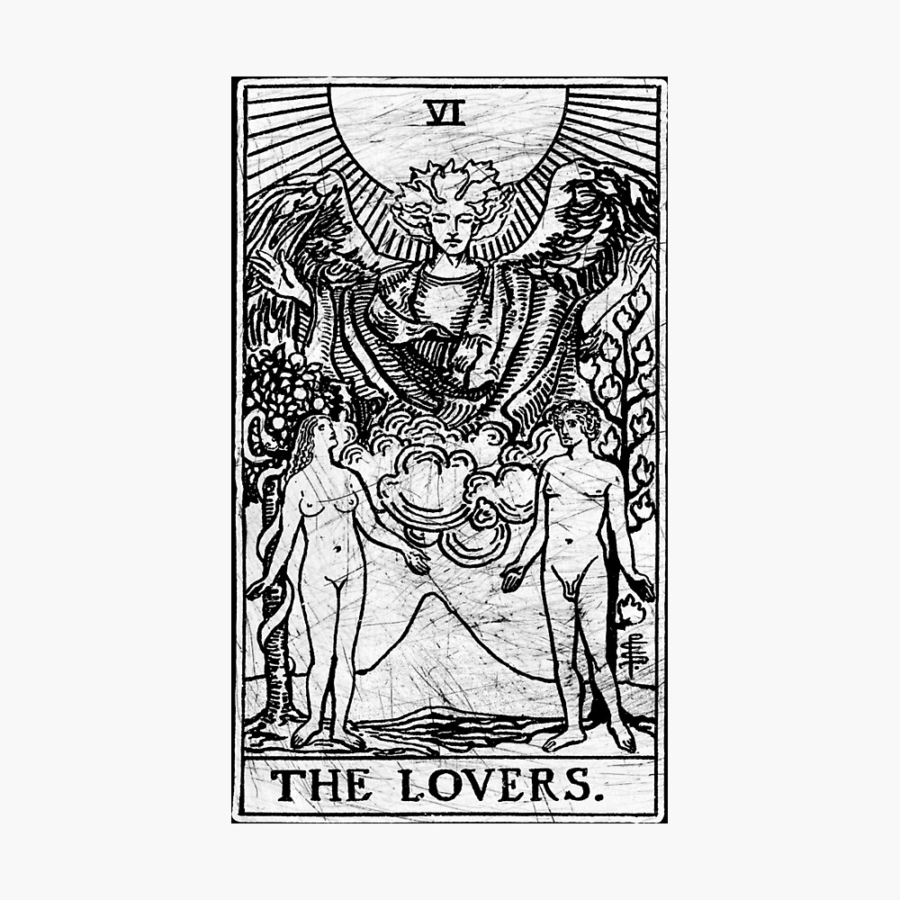 Tarot Poster -Bohemian Art Print-70s Wall Art- 70s Print The Lovers Tarot Card Art Tarot Poster -Boho Art Print Tarot Major Arcana Art