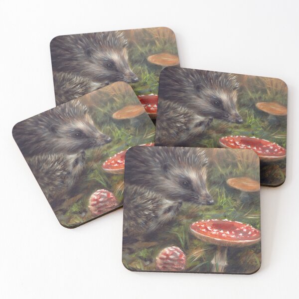 Item preview, Autumn Hedgehogs with toadstools  designed and sold by marjoleinkruijt.