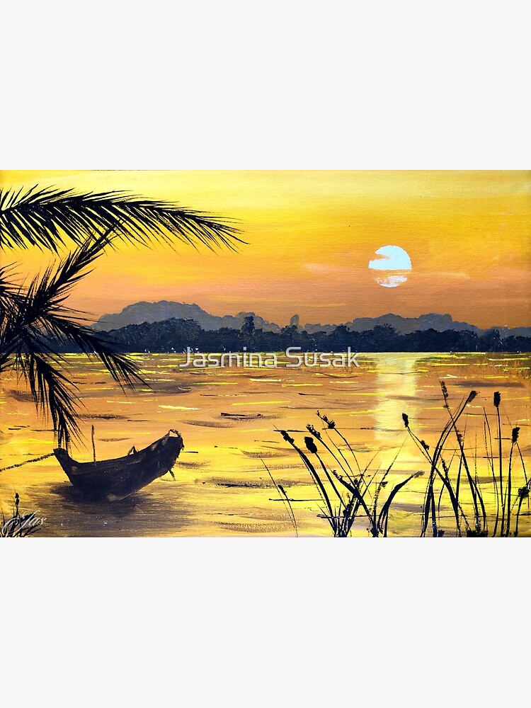 9x12in (23x30cm) Original Acrylic Painting - Sunset at the Tisa River online