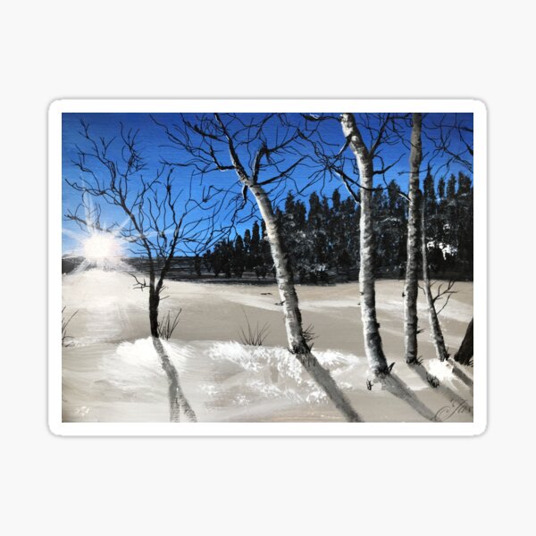 Forest in sunny Winter - Acrylic Painting Sticker