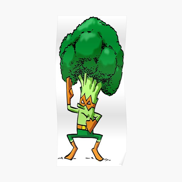 Broccoli Ninja Foodietoon Mixed Martial Arts MMA Superhero Poster
