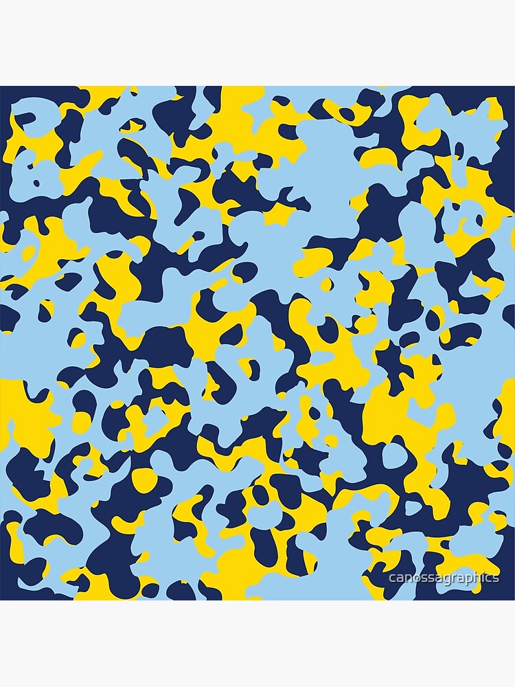"Blue & Yellow Camo Design 2" Metal Print by canossagraphics Redbubble