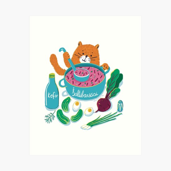 Cat Šaltibarščiai Art Print