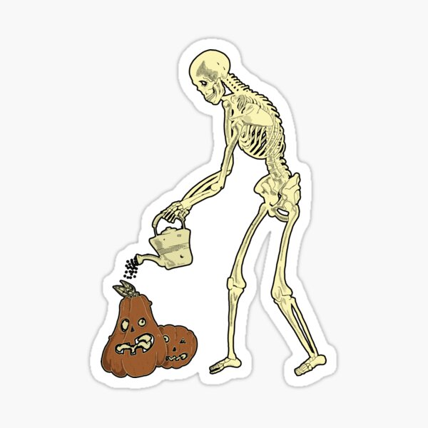 skull gardening - pumpkins halloween Sticker