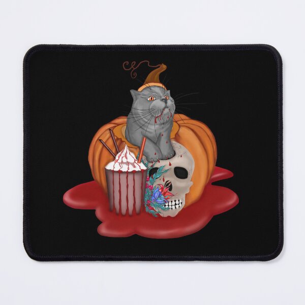 Item preview, Halloween cat, skull, pumpkin and  bloody cocktail designed and sold by KateQR.